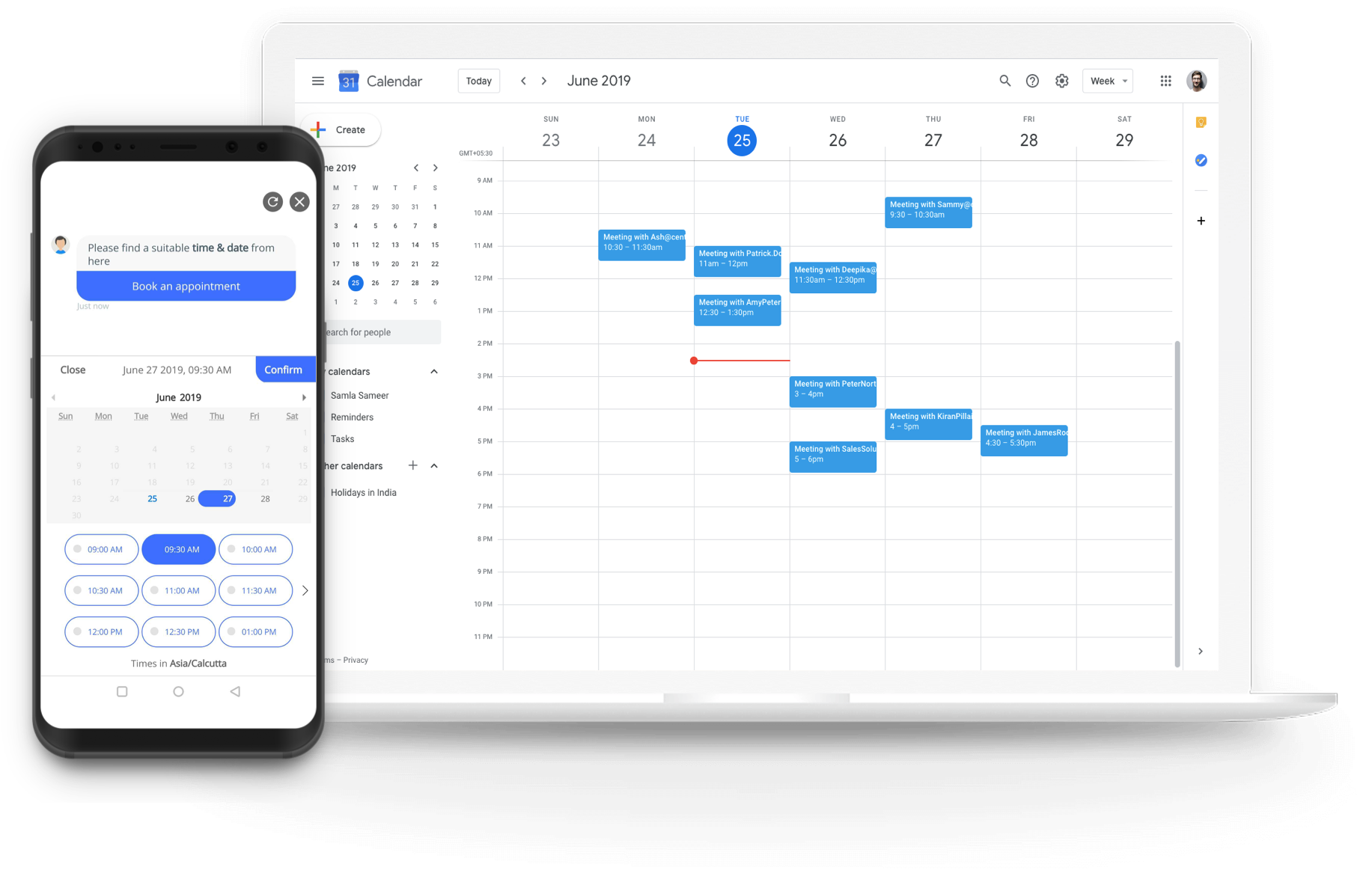 meeting chatbot with calendar bookings