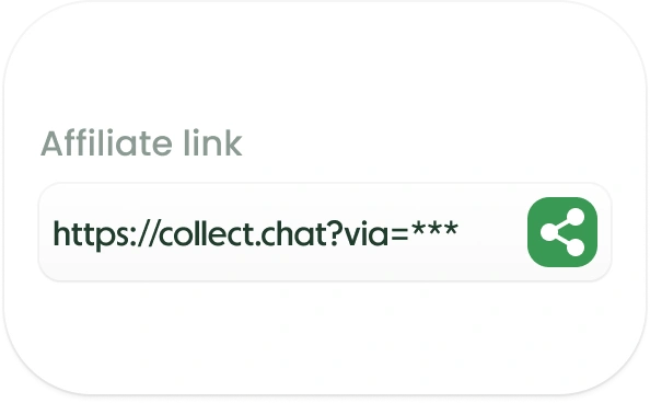 Sharing a unique referral link to promote Collectchat